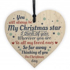 Christmas Memorial Tree Decoration Wooden Heart Sign Family