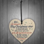 Christmas Memorial Tree Decoration Wooden Heart Sign Family