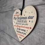 Christmas Memorial Tree Decoration Wooden Heart Sign Family