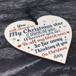 Christmas Memorial Tree Decoration Wooden Heart Sign Family