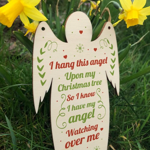 Christmas Wood Angel Memorial Plaque Hanging Memorial Sign Gift