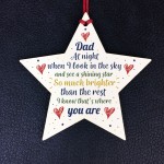 Wooden Star Christmas Tree Bauble Rememberance Plaque Dad Gift