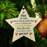 Wooden Star Christmas Tree Bauble Rememberance Plaque Dad Gift