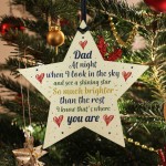 Wooden Star Christmas Tree Bauble Rememberance Plaque Dad Gift