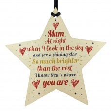 Wooden Star Christmas Tree Bauble Rememberance Plaque Family