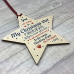 Wooden Star Christmas Tree Bauble Rememberance Plaque Family