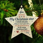 Wooden Star Christmas Tree Bauble Rememberance Plaque Family