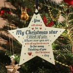 Wooden Star Christmas Tree Bauble Rememberance Plaque Family