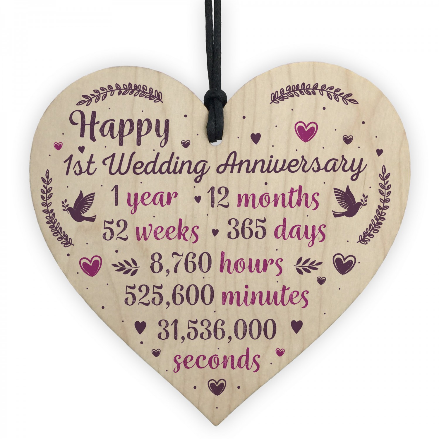 Wedding Anniversary Gifts For Her
 Handmade Wood Heart Plaque 1st Wedding Anniversary Gift