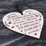 Handmade Wood Heart Plaque 1st Wedding Anniversary Gift For Her