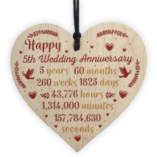 Handmade Wood Heart Plaque 5th Wedding Anniversary Gift For Her