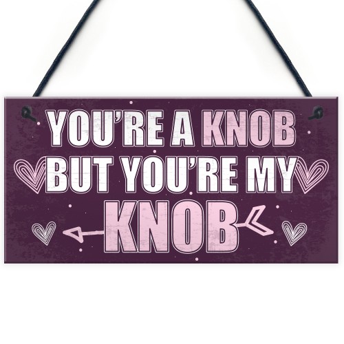 YOU'RE A KNOB Novelty Anniversary Valentines Gift Hanging Plaque