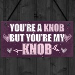 YOU'RE A KNOB Novelty Anniversary Valentines Gift Hanging Plaque