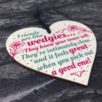 Friendship Funny Birthday Christmas Gift Wooden Heart Thank You