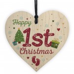 First 1st Christmas Baby Gift Bauble Handmade Wooden Heart Sign