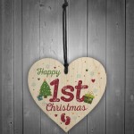 First 1st Christmas Baby Gift Bauble Handmade Wooden Heart Sign