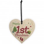 First 1st Christmas Baby Gift Bauble Handmade Wooden Heart Sign