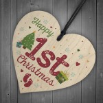 First 1st Christmas Baby Gift Bauble Handmade Wooden Heart Sign