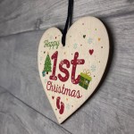 First 1st Christmas Baby Gift Bauble Handmade Wooden Heart Sign