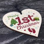 First 1st Christmas Baby Gift Bauble Handmade Wooden Heart Sign