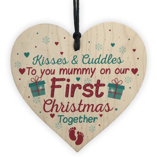 1st First Christmas Xmas Bauble Decoration Wooden Heart Sign