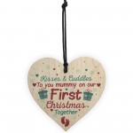 1st First Christmas Xmas Bauble Decoration Wooden Heart Sign