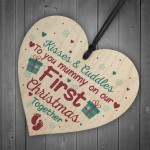 1st First Christmas Xmas Bauble Decoration Wooden Heart Sign