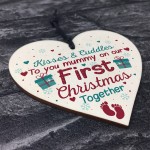 1st First Christmas Xmas Bauble Decoration Wooden Heart Sign