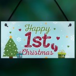 Happy 1st First Christmas Hanging Sign Tree Decoration Bauble 
