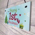 Happy 1st First Christmas Hanging Sign Tree Decoration Bauble 