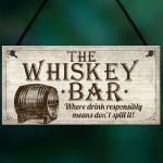 Vintage Whisky Bar Plaque Sign Home Bar Pub Man Cave Birthday