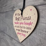 Funny BEST FRIEND Gifts Shabby Chic Wood Heart Friendship Plaque