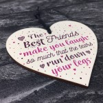 Funny BEST FRIEND Gifts Shabby Chic Wood Heart Friendship Plaque