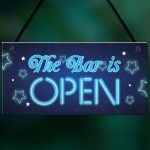 Novelty The Bar Is Open Plaque Home Bar Man Cave Alcohol Sign