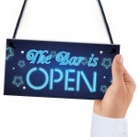 Novelty The Bar Is Open Plaque Home Bar Man Cave Alcohol Sign
