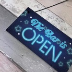 Novelty The Bar Is Open Plaque Home Bar Man Cave Alcohol Sign
