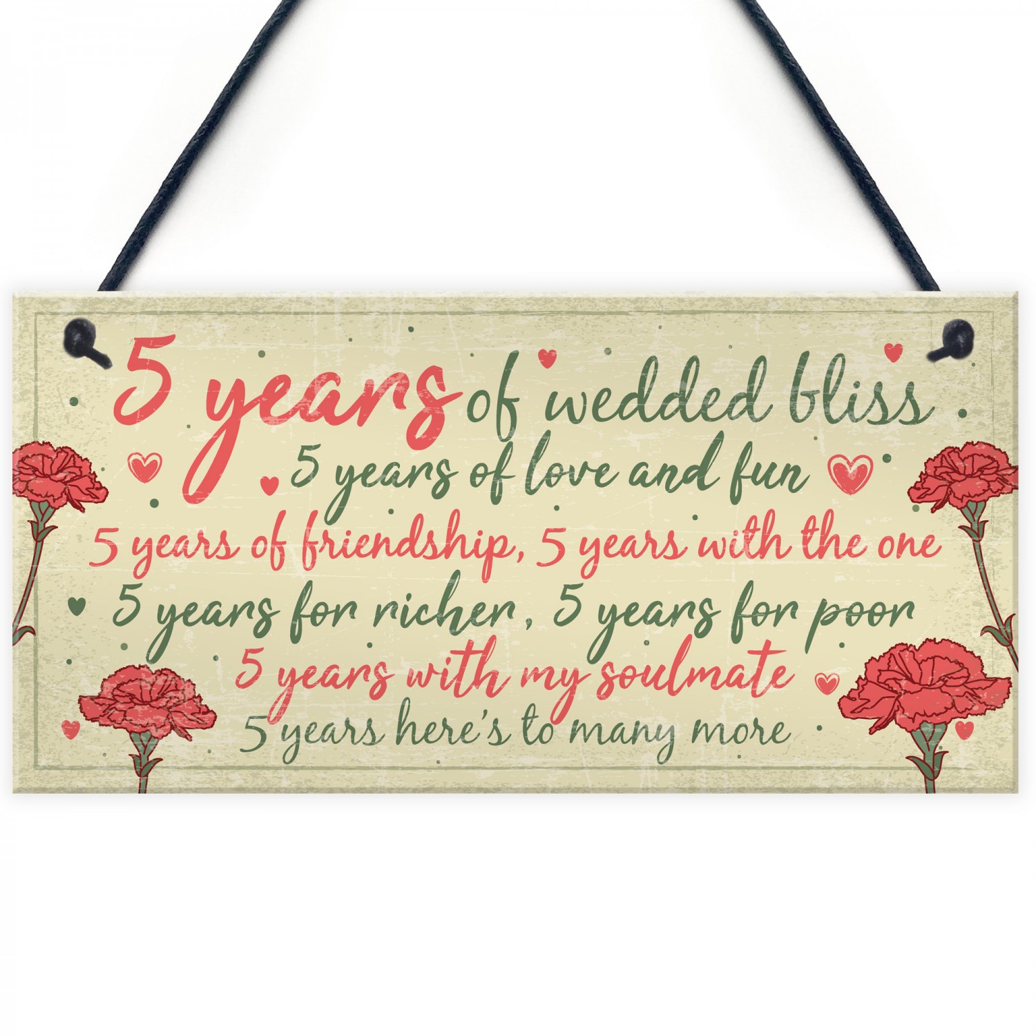  5th  Wedding  Anniversary  Card Gift  For Husband Wife Five Year