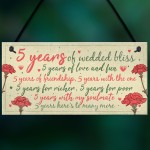 5th Wedding Anniversary Card Gift For Husband Wife Five Year