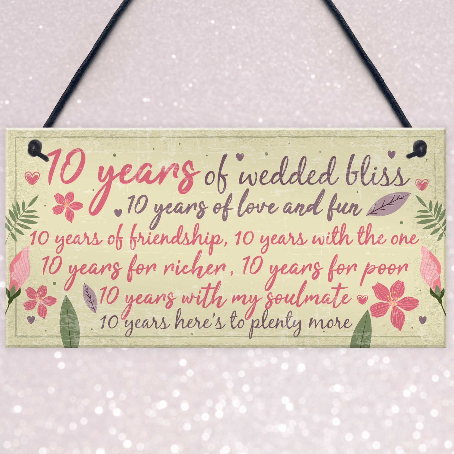 10th Wedding  Anniversary  Card  Gift  For Husband Wife  Ten Year