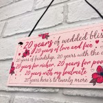 20th Wedding Anniversary Card Gift For Husband Wife Twenty Year