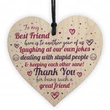 Best Friend Friendship Handmade Wood Heart Plaque Keepsake Gift
