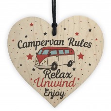 Hanging Funny Campervan Rules Heart Plaque Welcome Sign Gift