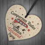 Hanging Funny Campervan Rules Heart Plaque Welcome Sign Gift