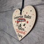 Hanging Funny Campervan Rules Heart Plaque Welcome Sign Gift