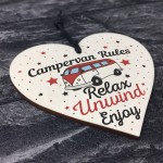 Hanging Funny Campervan Rules Heart Plaque Welcome Sign Gift