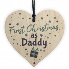 First 1st Christmas As Daddy Tree Decoration Bauble Wooden Heart