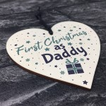 First 1st Christmas As Daddy Tree Decoration Bauble Wooden Heart