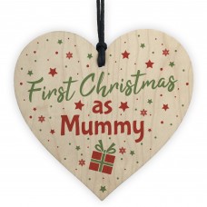 First 1st Christmas As Mummy Tree Decoration Bauble Wooden Heart