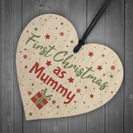 First 1st Christmas As Mummy Tree Decoration Bauble Wooden Heart