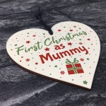 First 1st Christmas As Mummy Tree Decoration Bauble Wooden Heart